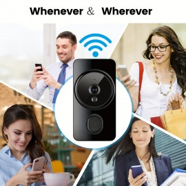 New smart visual doorbell, smart system control, 2.4G wireless wifi for home and commercial use, no need to drill holes for the app camera (no built-in battery, shipped without battery)