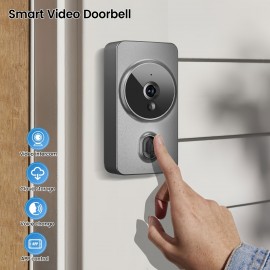 New smart visual doorbell, smart system control, 2.4G wireless wifi for home and commercial use, no need to drill holes for the app camera (no built-in battery, shipped without battery)