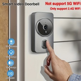 New smart visual doorbell, smart system control, 2.4G wireless wifi for home and commercial use, no need to drill holes for the app camera (no built-in battery, shipped without battery)