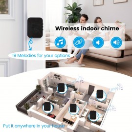 New smart visual doorbell, smart system control, 2.4G wireless wifi for home and commercial use, no need to drill holes for the app camera (no built-in battery, shipped without battery)