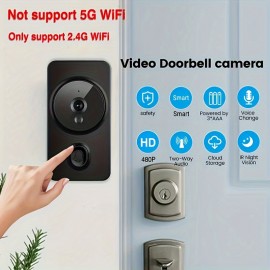 New smart visual doorbell, smart system control, 2.4G wireless wifi for home and commercial use, no need to drill holes for the app camera (no built-in battery, shipped without battery)