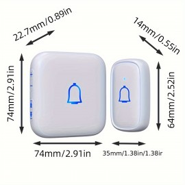 Wireless Doorbell IP66 Waterproof 115dB with 56 Chimes Door Bell Ringer Wireless 1000ft Range Battery Doorbell Chime Kit 7 Levels Volume Mute Mode Doorbells for Home Kid Room Office 1 Button+2 Bell Chime