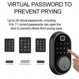 Keyless Entry Door Locks, Smart Door Locks Fingerprint Door Locks, Electronic Front Door Smart Locks Touch Screen Keypad Door Locks Automatic Door Locks Black (without Lever )