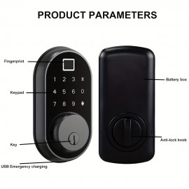 Keyless Entry Door Locks, Smart Door Locks Fingerprint Door Locks, Electronic Front Door Smart Locks Touch Screen Keypad Door Locks Automatic Door Locks Black (without Lever )