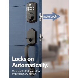 User Digital Electronic Keypad Deadbolt Lock with door handle- Keyless Entry with Code, and Key - Temporary Code, Advanced Security, and Easy Installation for Front Door