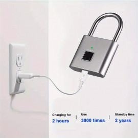 1pc Mini Smart Fingerprint Padlock, Security Door Lock, Antitheft Keyless USB Rechargeable Lock For Suitcase Luggage