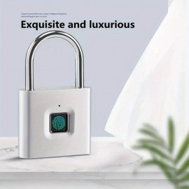 1pc Mini Smart Fingerprint Padlock, Security Door Lock, Antitheft Keyless USB Rechargeable Lock For Suitcase Luggage