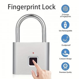 1pc Mini Smart Fingerprint Padlock, Security Door Lock, Antitheft Keyless USB Rechargeable Lock For Suitcase Luggage Backbag