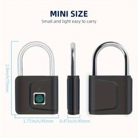 Smart Fingerprint Padlock USB Rechargeable Door Lock Biometric Thumbprint Door Lock Zinc Alloy Smart Life Unlocking