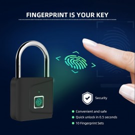 Smart Fingerprint Padlock USB Rechargeable Door Lock Biometric Thumbprint Door Lock Zinc Alloy Smart Life Unlocking