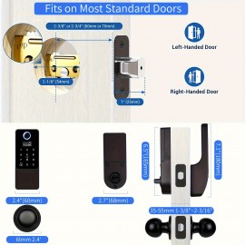 Matte Black Fingerprint Door Lock, Keyless Entry Door Lock, Smart Door Lock, Front Door Lock Set, Door Knob with Keypad Deadbolt, Auto Lock, Easy Installation