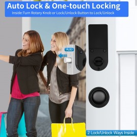 Matte Black Fingerprint Door Lock, Keyless Entry Door Lock, Smart Door Lock, Front Door Lock Set, Door Knob with Keypad Deadbolt, Auto Lock, Easy Installation