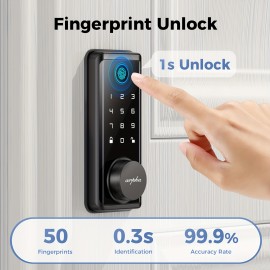 1pc Smart Lock D601, Keyless Entry Door Lock With 50 Fingerprint And 50 Digital Codes, 16 Anti-Peek Password, Remote Control Via App, Single-Use Code Feature, Zinc Alloy Metal For Secure Front Door