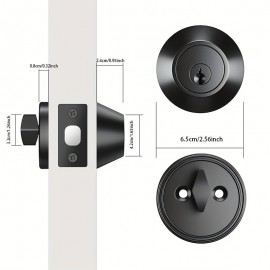 Matte Black Deadbolt Lock, Single Cylinder Security Door Lock, Keyed Entry, Pick Resistant, Durable Metal Construction