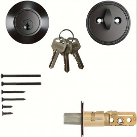 Matte Black Deadbolt Lock, Single Cylinder Security Door Lock, Keyed Entry, Pick Resistant, Durable Metal Construction