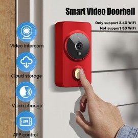 New Smart Video Doorbell, APP Control Phone Reminder Two-way Intercom, 2.4G Wireless Wifi For Home And Commercial Use, Night Vision With Cloud Storage Function Camera, No Hole Installation (AAA Battery Power, Shipped Without Battery)