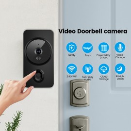 New Smart Video Doorbell, APP Control Phone Reminder Two-way Intercom, 2.4G Wireless Wifi For Home And Commercial Use, Night Vision With Cloud Storage Function Camera, No Hole Installation (AAA Battery Power, Shipped Without Battery)