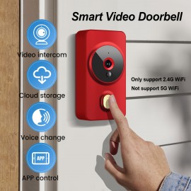 New Smart Video Doorbell, APP Control Phone Reminder Two-way Intercom, 2.4G Wireless Wifi For Home And Commercial Use, Night Vision With Cloud Storage Function Camera, No Hole Installation (AAA Battery Power, Shipped Without Battery)