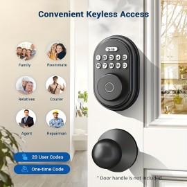 For Smart Keyless Entry Deadbolt Lock with Fingerprint & Keypad - USB/Battery Powered, Non-Waterproof Metal Door Knob for Front Doors