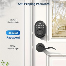 For Smart Keyless Entry Deadbolt Lock with Fingerprint & Keypad - USB/Battery Powered, Non-Waterproof Metal Door Knob for Front Doors