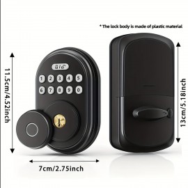 For Smart Keyless Entry Deadbolt Lock with Fingerprint & Keypad - USB/Battery Powered, Non-Waterproof Metal Door Knob for Front Doors