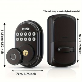 For Smart Keyless Entry Deadbolt Lock with Fingerprint & Keypad - USB/Battery Powered, Non-Waterproof Metal Door Knob for Front Doors