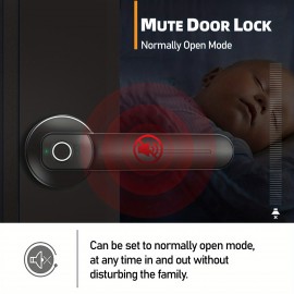 Door Knob With Fingerprint Smart Lock, Smart Door Lock, Keyless Fingerprint Unlock Entry Door Lock With Handle, Biometric Door Lock, Room Door Lock For Home/Storage/Bedroom/Office And Other Private Spaces (Fingerprint+Key ) Black/Silvery