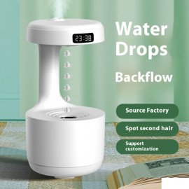 Anti Gravity Ultrasonic Humidifier, 2024 Upgrade Cool Mist Desktop Humidifier, Quiet Diffuser With LED Clock Display, Auto Shutdown Power-off Protection For Kids Friend Lover Gift Bedroom Home Living Room With Night Light For Room Office 800ml