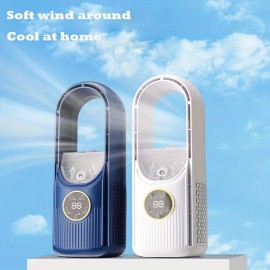 1pc, Desktop Air Cooler With No Fan Leaf Portable Quiet 6-Speed Wind Speed And Time Adjustable- For Indoor Office Desks