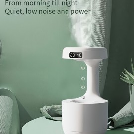 Creative Air Humidifier-Water Drop Backflow Humidifier with Clock, Night Light - USB Powered Desktop Office and Home Decor, Led Display Shutdown Protection, Light Mode, for Home Bedroom