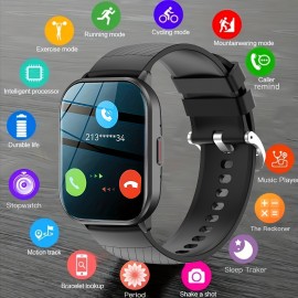 Stylish Multi-Function Smart Watch - Wireless Calling, Fitness Monitoring, Sports Mode, Reminders, and APP Notifications for Men and Women, Compatible with iPhone and Android