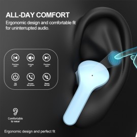 New Transparent Warehouse Wireless Headphones with LED Battery Display, HiFi Stereo Microphone Mini In-Ear Earbuds, Mini In-Ear Gaming Music Headphones, Wireless Headphones with Transparent Charging Case, Suitable for Music, Gaming and Sports