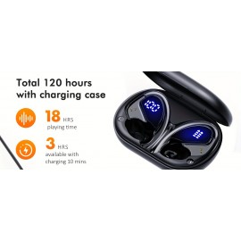 Truly Open Wireless Earphones, 120 Hours Of Playback Time With Charging Case, Wireless 5.4 Noise Reduction, Built-in ENC Microphone, With LED Display Charging Case, Compatible With All Smartphones, Button-controlled Earbuds