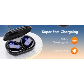 Truly Open Wireless Earphones, 120 Hours Of Playback Time With Charging Case, Wireless 5.4 Noise Reduction, Built-in ENC Microphone, With LED Display Charging Case, Compatible With All Smartphones, Button-controlled Earbuds