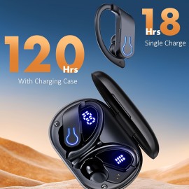 Truly Open Wireless Earphones, 120 Hours Of Playback Time With Charging Case, Wireless 5.4 Noise Reduction, Built-in ENC Microphone, With LED Display Charging Case, Compatible With All Smartphones, Button-controlled Earbuds