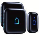 Wireless Doorbell IP66 Waterproof 115dB with 56 Chimes Door Bell Ringer Wireless 1000ft Range Battery Doorbell Chime Kit 7 Levels Volume Mute Mode Doorbells for Home Kid Room Office 1 Button+2 Bell Chime