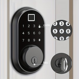 Keyless Entry Door Locks, Smart Door Locks Fingerprint Door Locks, Electronic Front Door Smart Locks Touch Screen Keypad Door Locks Automatic Door Locks Black (without Lever )