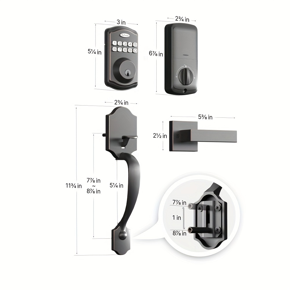 User Digital Electronic Keypad Deadbolt Lock with door handle- Keyless Entry with Code, and Key - Temporary Code, Advanced Security, and Easy Installation for Front Door