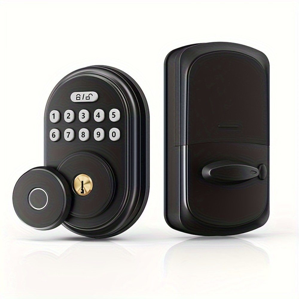 For Smart Keyless Entry Deadbolt Lock with Fingerprint & Keypad - USB/Battery Powered, Non-Waterproof Metal Door Knob for Front Doors