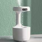 Creative Air Humidifier-Water Drop Backflow Humidifier with Clock, Night Light - USB Powered Desktop Office and Home Decor, Led Display Shutdown Protection, Light Mode, for Home Bedroom