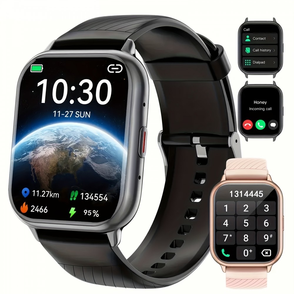 Stylish Multi-Function Smart Watch - Wireless Calling, Fitness Monitoring, Sports Mode, Reminders, and APP Notifications for Men and Women, Compatible with iPhone and Android