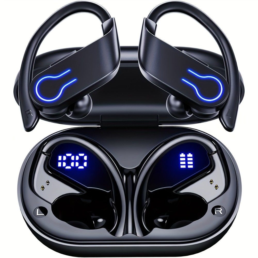 Truly Open Wireless Earphones, 120 Hours Of Playback Time With Charging Case, Wireless 5.4 Noise Reduction, Built-in ENC Microphone, With LED Display Charging Case, Compatible With All Smartphones, Button-controlled Earbuds