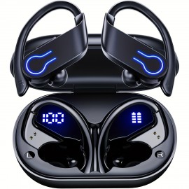 Truly Open Wireless Earphones, 120 Hours Of Playback Time With Charging Case, Wireless 5.4 Noise Reduction, Built-in ENC Microphone, With LED Display Charging Case, Compatible With All Smartphones, Button-controlled Earbuds