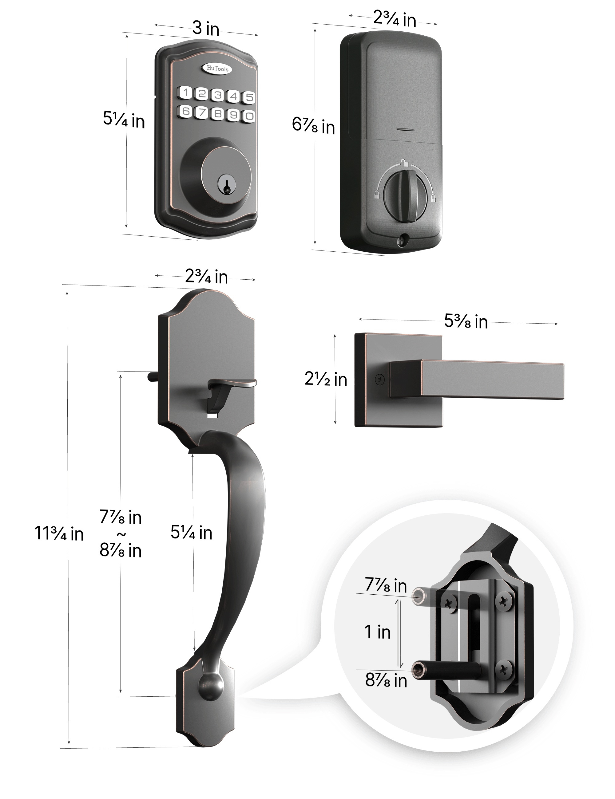 user digital electronic keypad deadbolt lock with door handle keyless entry with code and key temporary code   and easy installation for front door details 5