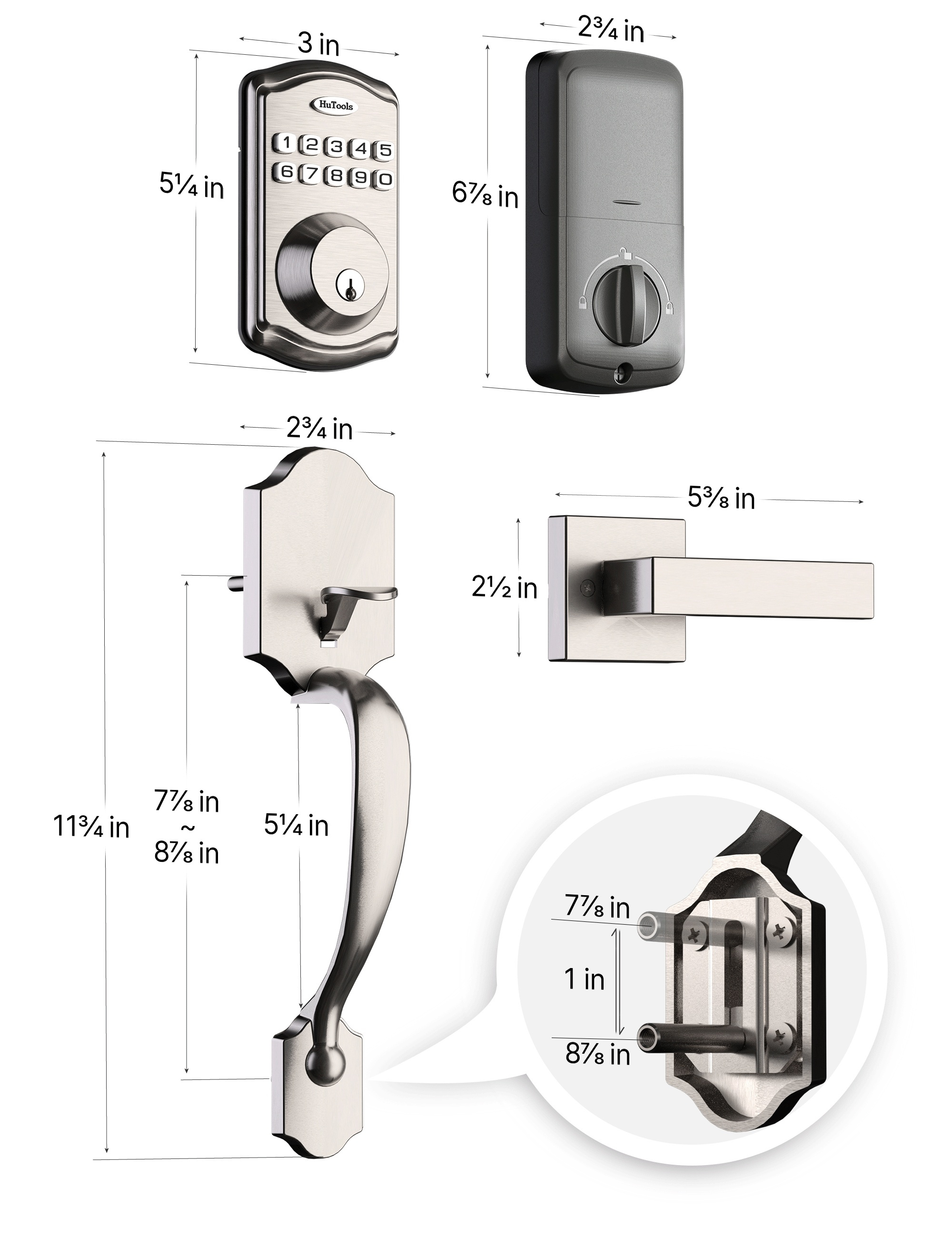 user digital electronic keypad deadbolt lock with door handle keyless entry with code and key temporary code   and easy installation for front door details 6