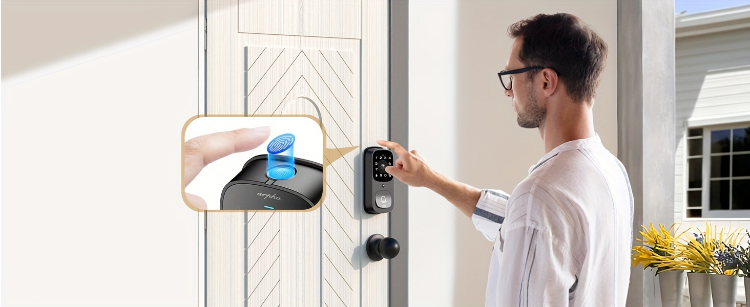 al501   2k wifi   for door with 32 gb storage multi function entry lock for front door with keypad doorbell fingerprint key entry password entry one   unlock app control 2 way audio motion detection details 1