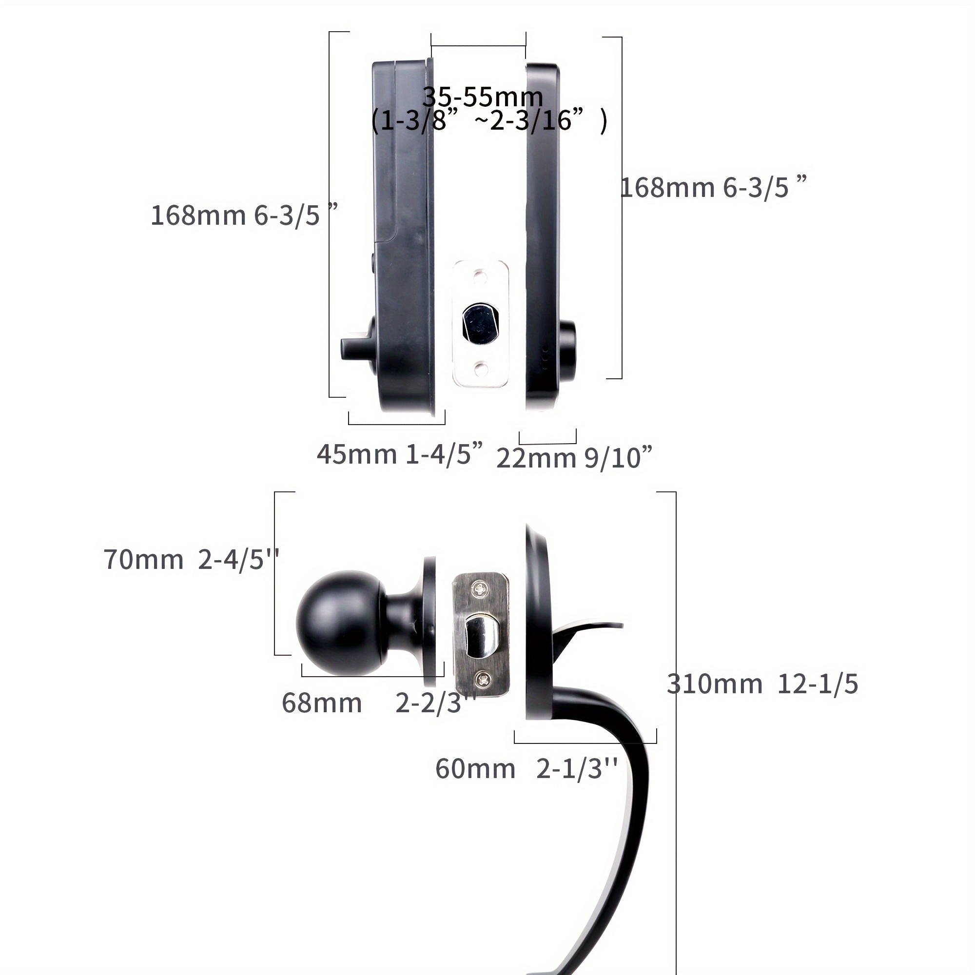 1set black fingerprint door lock with handles keyless entry door lock smart door lock electronic keypad deadbolt front door lock handle sets details 3