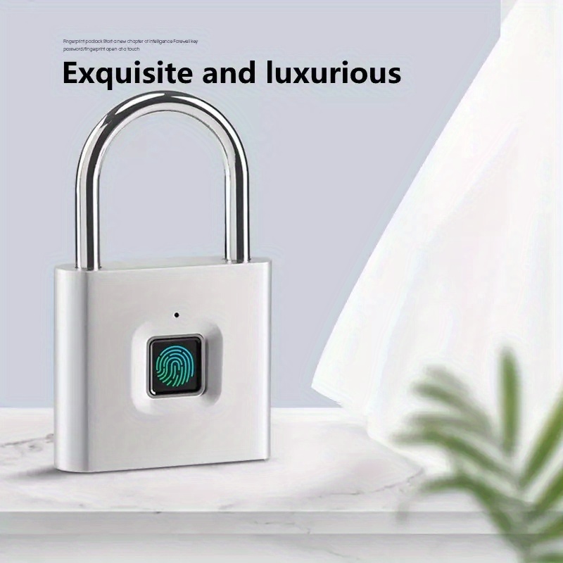 1pc mini smart fingerprint padlock security door lock antitheft keyless usb rechargeable lock for suitcase luggage details 6