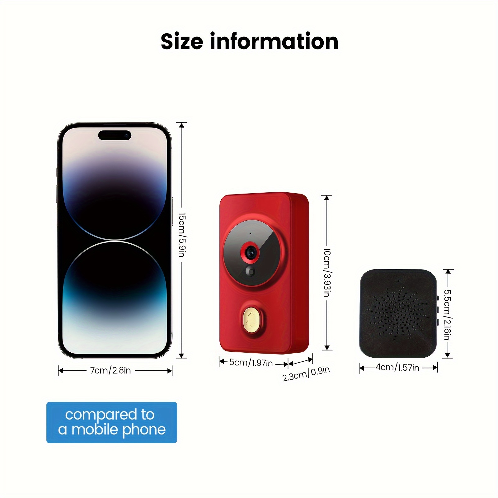 1pc smart wireless doorbell smart 2 4g wifi video doorbell   app   control two way intercom night vision function video conversation family helper without battery details 3