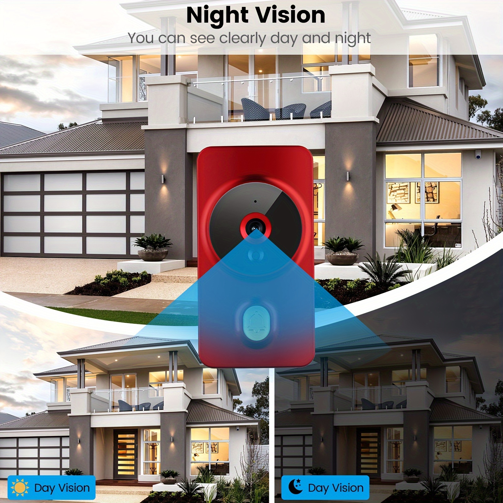 1pc smart wireless doorbell smart 2 4g wifi video doorbell   app   control two way intercom night vision function video conversation family helper without battery details 8